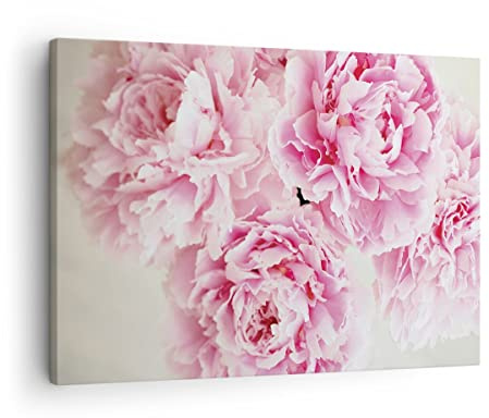 ARTTOR Bilder auf Leinwand 70x50cm Wandbild Botanik Blumen - 4961 | Pfingstrosen Strauß Klein Wanddekoration Wohnzimmer Schlafzimmer Küche Wanddeko Wand Kunstdruck Wandkunst Wall Decor ARTTOR