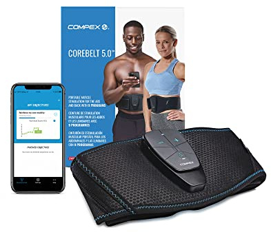 Compex Corebelt 5.0 – Cintura con Elettrostimolazione Addominale e Lombare (EMS) – 9 programmi per Ottenere Un Addome più Piatto e tonico - L/XL