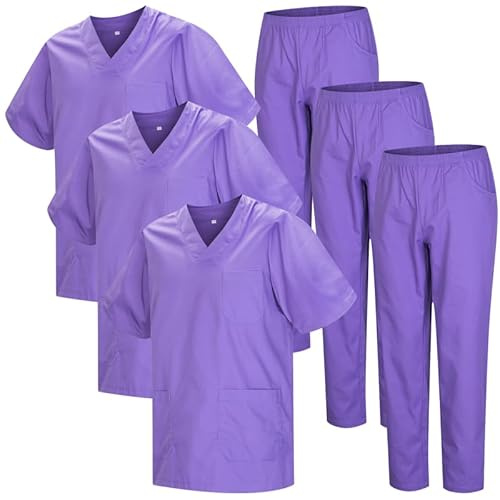 MISEMIYA - Confezione * 3 Set - Uniforme Medica con Maglia e Pantaloni Uniformi Mediche Camice Uniformi sanitarie - Ref.3-8178