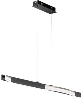 Fischer & Honsel Pendelleuchte, Bridge | sandschwarz/nickelfarben matt| L: 95 cm, B: 7 cm,| A: 160 cm |Höhenverstellbar|über Wandschalter in 3 Stufen dimmbar| 1x LED 18 Watt | 2700 lm| EEG: E |