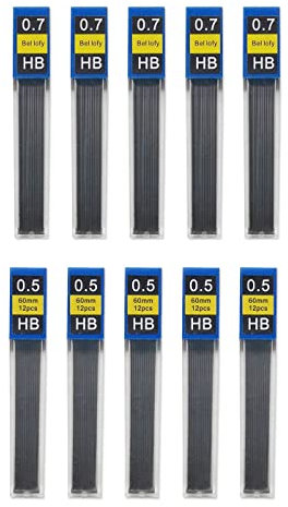 XPEX 120 Stück Kern-Druckbleistiftmine, Druckbleistift 0,5 mm und 0,7 mm eignen Sich zum Skizzieren, Zeichnen, Schreiben und für Hausaufgaben