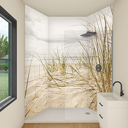 yourplate Duschrückwände mit individueller Größe (3 Rückwände – Premium Nano Matt – bsmar01) – Duschrückwand Alu mit Feuchtigkeitsschutz – Rückwand Dusche zur einfachen Montage