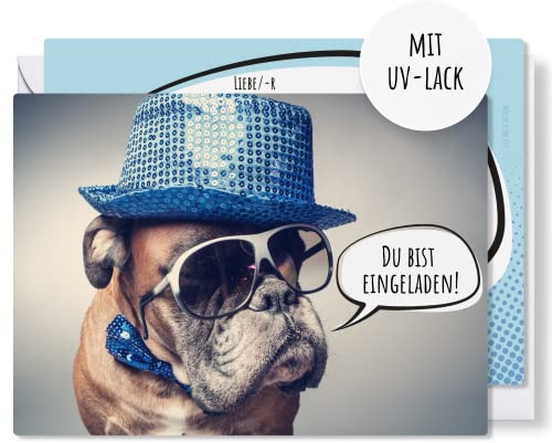 12x Einladungskarten Kindergeburtstag Mädchen & Jungen Lustiger Hund