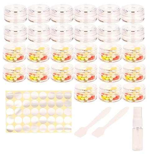 Sgehai 27 Botes de 5 ml Transparentes con Tapa, Bálsamo Labial Vacíos, Material Plástico, Redondo, para Productos de Belleza, Manualidades, Hogar y Coleccionables