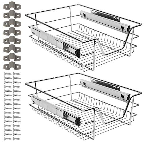 Eulenke Schrankauszug 2er Set 40cm für Küchenschrank | Teleskopschublade als Schrankauszug und Korbauszug für Küchenschrank, Schlafzimmer oder Einbauschrank