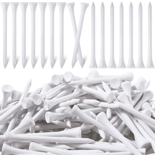 Mudder 2000 Pcs Bamboo Golf Tees Bulk Professional Golf Tees Reduce Friction Side Spin for Club Men Women Kids Accessories (3-1/4 Inch,White)
