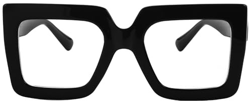 Onrtry Oversized Square Blue Light Glasses for Women Men Thick Frame Big Computer Eyewear Non-Prescription Eyeglasses