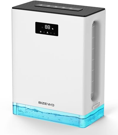 BIZEWO Dehumidifier for Home, (980 sq.ft) Queit Dehumidifiers for Bathroom, Basement, RV with 101 oz Water Tank, 2 Modes, Auto Defrost, Auto Shut Off, Timers, 7 Colors Ambient Light
