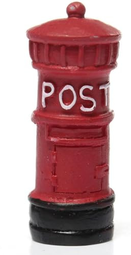 Red Miniature Retro Postbox Craft Dollhouse Decor Garden Fairy Ornament Flower Pot Plant Home DIY, Garden Décor
