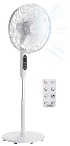 VonHaus Pedestal Fan 16 – Quiet DC Motor, Energy Saving, 24 Speeds, 3 Modes, Remote Control, 15hr Timer, 80° Oscillating, Height Adjustable – Cooling Fan for Home, Office, Living Room, Bedroom