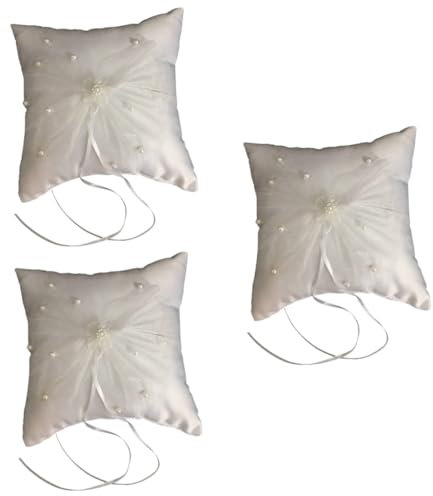 Cabilock 3stücke Hochzeitsringkissen Mit Spitzenverzierung Ringträgerkissen Für Zeremonien Und Komfortables Design Für Hochzeiten Und Verlobungen