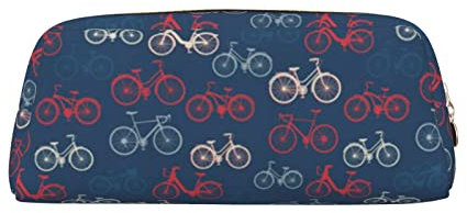 IguaTu Trousse à crayons en cuir avec fermeture éclair tridimensionnelle drapeau américain, grande capacité, trousse à cosmétiques, trousse de papeterie, Vélos, Taille unique, Cartable