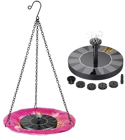 Fontaine Solaire Exterieure De Jardin avec Bain d'oiseaux Suspendu Fontaine Solaire pour Bassin Exterieur Flottant sur Pied Wiggler d'eau De Bain d'oiseaux,Style1