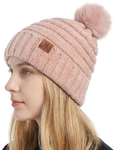 ZASFOU Damen Winter Mütze Beanie mit Fleecefutter Warme Kunst Nerz Samt Wintermütze Thermo Strickmütze Mützen für Frauen Geschenk