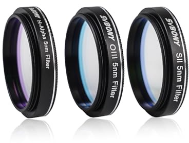 SVBONY SV227 Telescope Filter, 1.25'' Narrow-Band Filter Kit SHO Filter Set, SII H-Alpha OIII Narrowband Astronomical Filter, Light Pollution Filters for Deep Sky Astrophotography Nebula Photography