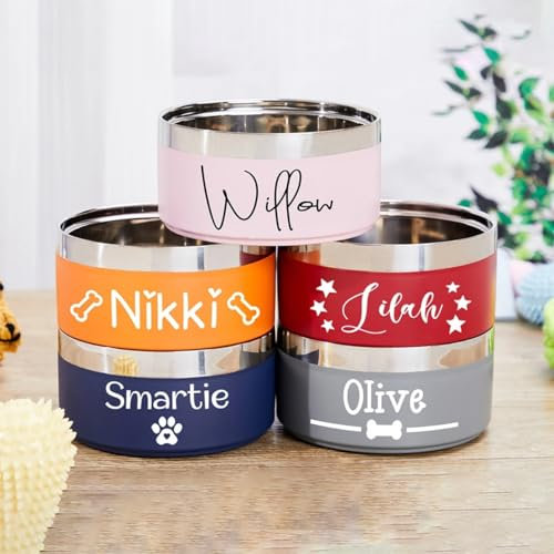 Personalisierter Hundenapf, Edelstahl, Haustiernapf mit Namen, Hundefutter-/Wassernäpfe, personalisierter Futternapf (14 cm)