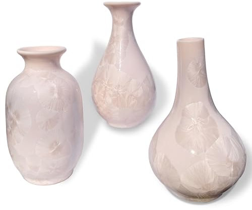 Artisoul® Keramisk vasdekoration, set med 3 små vaser, blomvaser, dekorvaser för bordsdekoration hylla dekoration liten bukett grön växt, minimalistisk dekoration modern heminredning (rosa)