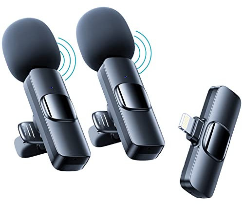 FSZBWL Microphone sans Fil pour iPhone, Plug and Play Microphone à Collier, réduction du Bruit/Silence, pour la Diffusion en Direct, l'enregistrement vidéo, Youtube, vlog