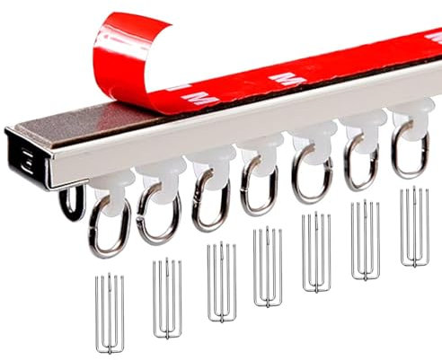 Deckenvorhangschiene für Raumteiler, Wohnmobil-Vorhang, Duschfenster, selbstklebend, ohne Bohren, kann kombiniert oder geschnitten werden, einfache Installation (Farbe A, Größe 4 m)