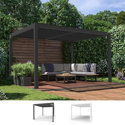 Produce Shop Pergola bioclimatica 3x4m da Giardino in Alluminio Manuale Trinidad - Grigio