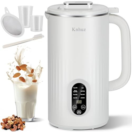 Kuhuz Nut Milk Maker,32oz Automatic Soy Milk Machine For Homemade Almond,Oat,Coconut Plant Based & Non-Dairy Beverages,12H Time Delay,Auto-Clean,Keep Warm,White