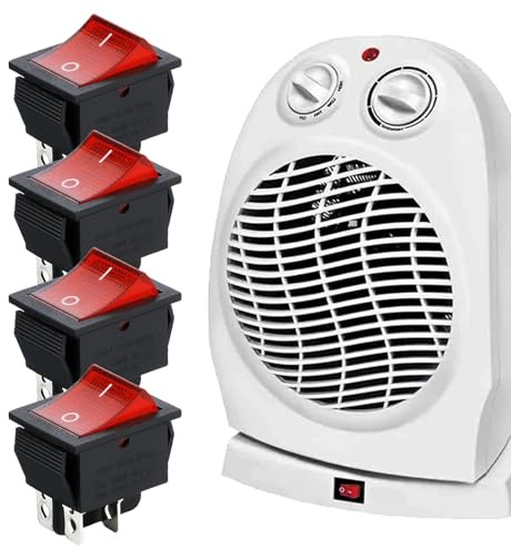 4 Stück kippschalter 230V,Wippschalter 230V,Ein Aus Schalter 4 Polig,Einbauschalter,On-Off Wippenschalter 4 Pins 2 Positionen mit Rot Licht,Geräteschalter Selbstsichernder Glühen Schalter für Einbau