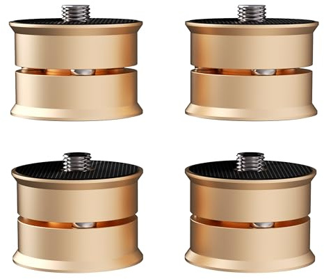Monosaudio 4 Stück High-End Absorber Füße HiFi Spike Pads Aluminium | 39x24mm, Lautsprecherständer, Stoßdämpfer, Isolationsfüße, Für Verstärker Plattenspieler Subwoofer