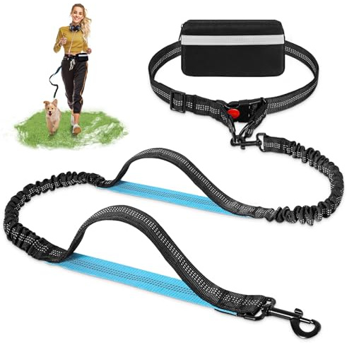 Blanlody Correa Perro Cintura,Correa para Correr con Perros Ajustable Correa Cintura Perro con Costura Reflectante Correa Running Perro hasta 50Kg, Canicross Apta para Correr y Pasear (133-197 Cm)
