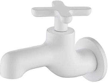 XSDSM Spültischarmatur Badezimmer Wandmontage Kaltwasserhahn Wasserhahn Bad Kreuzgriff Passend für Waschbecken Mop Pool G1/2,Weiß