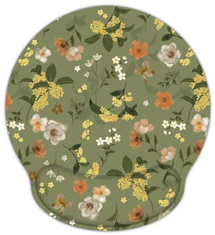 Mibbxea Tappetino per mouse ergonomico per computer portatile con poggiapolsi, tappetino per mouse con cuscino, tappetino per mouse per ufficio, scrivania (fiori)