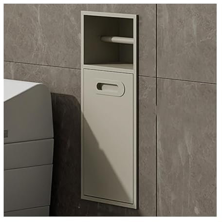 Niche de douche en acier inoxydable et porte-papier toilette encastré avec porte-poubelle intégré, installation facile, finition abricot durable pour salle de bain, cuisine et salon