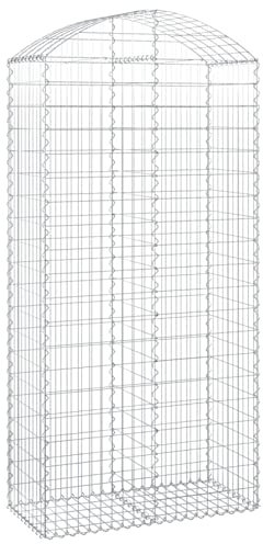 Gabbione ad arco zincato 100 x 50 x 200/220 cm - Gabbia in metallo pietra per giardino e decorazione esterna, gabbione durevole per paesaggistica, recinzione decorativa