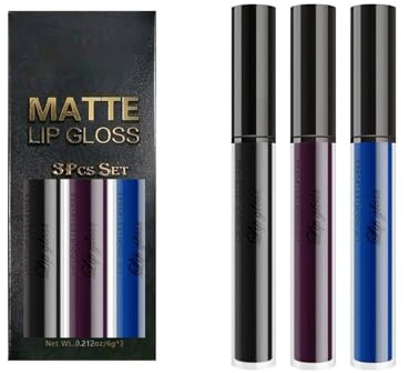 3 colores negro, morado, azul mate, brillo de labios resistente al agua, resistente al agua, Halloween, cosplay, maquillaje de labios, no pegajoso