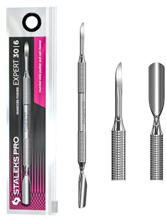 STALEKS PRO by Natury Nails Empujador de cuticulas. Espátula redondeada ancha y limpiador en forma de garra. Manicura y Pedicura. Acero inoxidable. Expert PE 30/6