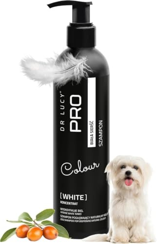 DR LUCY PRO White Aufhellendes Hundeshampoo für weißes Fell, intensiviert Farbe, entfernt Gelbstich, pflegend & glanzverleihend, 250 ml