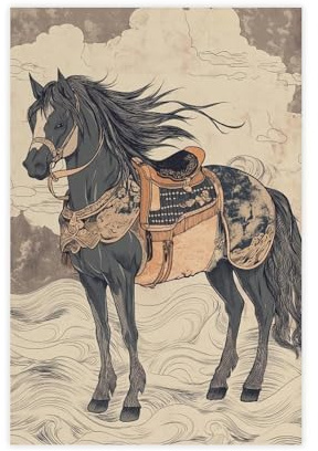 QIOTBVV Stampa artistica da parete con cavallo samurai, stampa artistica per soggiorno, camera da letto, 40 x 60 cm