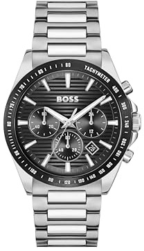 BOSS Chronograph kvarts klocka för män STRIKE CHRONO - LE Collection med silver rostfritt stål armband - 1514290