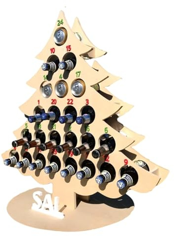 Fafeims Petits Casiers à Vin, Calendrier de L' pour Bouteilles de Vin de Noël, 24 Mini Porte-alcool en Bois pour Arbre de Noël, Cadeaux de Décoration (2)