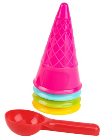 WEKAMOS Strandspielzeug Satz Eiscreme Eistüten aus Kunststoff Kleiner Sandlöffel Bunt Sandspielzeug für Kleinkinder zum Buddeln und Am Strand