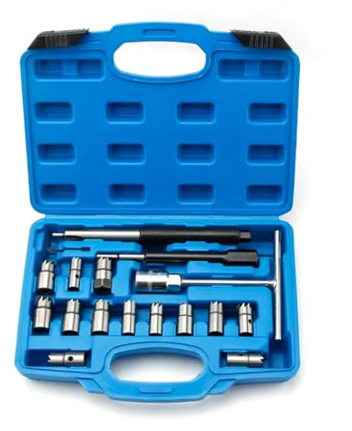 Juego de llaves de vaso Kit De Limpieza De Asiento De Inyector De Combustible Diésel Escariador De Boquilla Diésel Soporte De Boquilla Conjunto De Herramientas De Reparación 17 Uds.