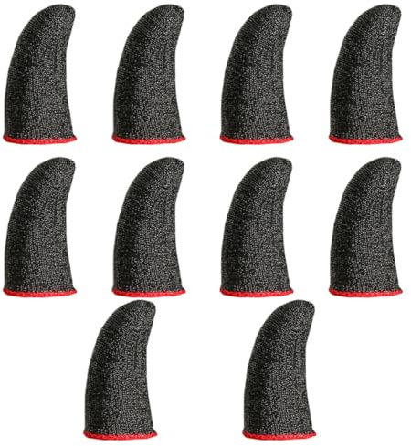 Happyyami 10 Stück Schweißabweisende Atmungsaktive Fingerlinge aus Silberfaser Elastische Fingerschützer für Mobiles Gaming Rutschfest und Komfortabel
