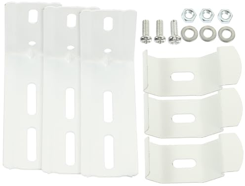 MALUGOGO 3 Pairs Vertical Blind Brackets for Headrail and Track, 1-1/2 Inch (38mm) Wide, White Pom and Iron Replacement Mounting Brackets for Internal Installation