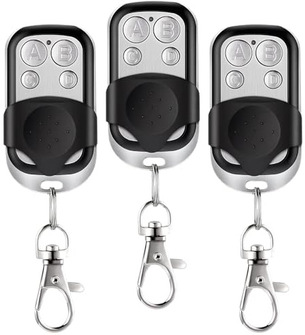3 Pezzi Telecomando per Cancello con 4 Pulsanti, 433 Mhz Telecomandi Universali per Cancelli per Interruttori Luci, Porte Da Garage, Auto, Interruttori-Tapparelle