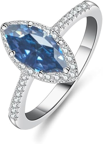 bagues, Bague en moissanite for femme, taille marquise, argent sterling S925, diamant de laboratoire