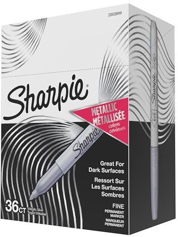 Sharpie Metallic Permanent Markers, Fine Point, Metallic Silver, 36 Count