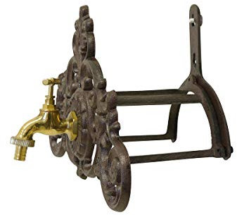 Antike Fundgrube Schlauchhalter im antiken Stil aus Gusseisen in braun | Schlauchhalterung für die Wand | Gartenschlauchhalter | B: 37 cm (6059)