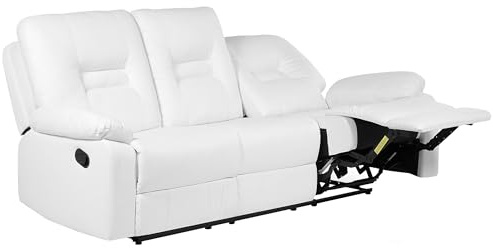 Beliani Klassischer 3-Sitzer Sofa Kunstleder weiß verstellbar Bergen