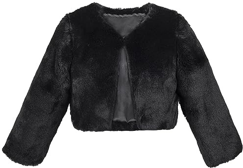 Lilax Girls Cozy Faux Fur Long Sleeve Crew Neck Dress Coat (Black,3T)