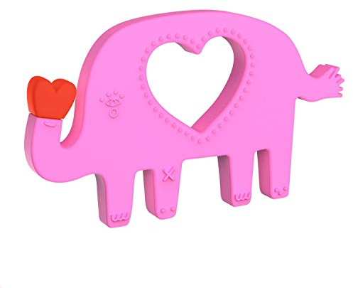 Manhattan Toy Animal Shapes Elefant Silikon Beißring, Pink