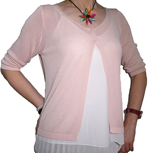 Fantasy Cardigan Spolverino Corto Coprispalle Giacchetto Bolerò Filo Viscosa Leggero Manica 3/4 Semplice Ragazza Donna